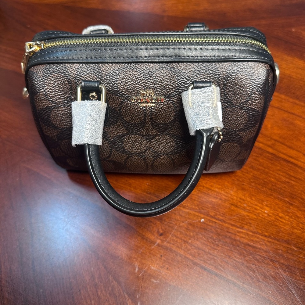 Coach Signature Brown and Black Satchel